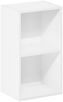 Furinno PASIR Book Shelf, 2-Tier Modern Bookshelf, Open Shelves Bookcase 9 x 12 x 21, Easy Assembly, for Living Room, Be
