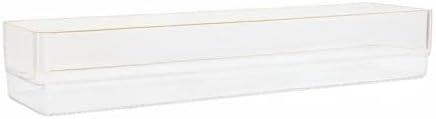 Martha Stewart Kerry Plastic Stackable Office Desk Drawer Organizers, 15" x 6", 2 Pack, with Gold Trim