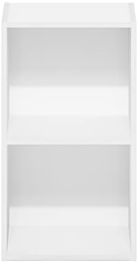 Furinno PASIR Book Shelf, 2-Tier Modern Bookshelf, Open Shelves Cube Bookcase, 9 x 12 x 21, Easy Assembly, Closed Back,