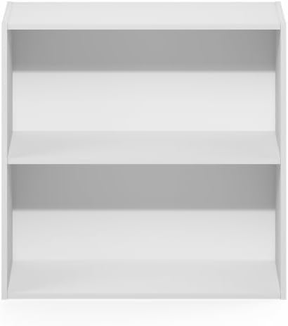 Furinno PASIR 2-Tier Book Shelf, Open Shelves Bookshelf, White