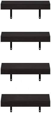 Furinno Tanna Floating Shelves for Wall Set of 4, 15-Inch Wall Shelf, Triple Thick Floating Mounted Shelf, for Bathroom,