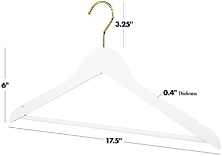 Andaz Press Bridal Hangers, Premium White Wooden Hangers for Wedding Dress, Bridesmaid Dresses, & Clothes, Heavy Duty Hanger with 360° Gold Swivel Hook and Smoothly Cut Notches, 10 Pack