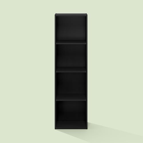 Hagen 4 Tier Organizer Bookcase, Bookshelf, Cube Storage, for Living Room, Home Office, Black Oak