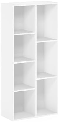 Furinno LUDER Book Shelf, 7-Cube Bookshelf, Bookcase with Open Shelves, 9.4 x 19.5 x 41.7, Easy Assembly, for Living Roo