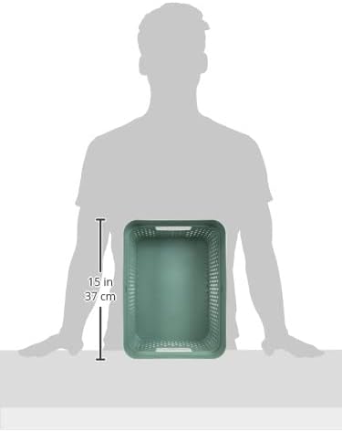 CURVER Infinity 11L 100% Recycled Storage Basket - Multi-Use, Stackable and Nesting - 35.5 x 26.7 x 13.7 cm - Green