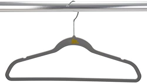 Simplify 50 Pack Kids Velvet Hangers | Slim | Non-Slip Design | Space Saving | Childrens Clothes | Shirts | Pants | Dresses | Baby Nursery | Closet Storage & Organization | Light Grey