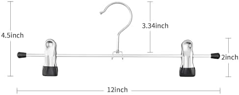 Pants Hangers with Clips, Skirt Hangers,12 Inch 50 Pack, Black