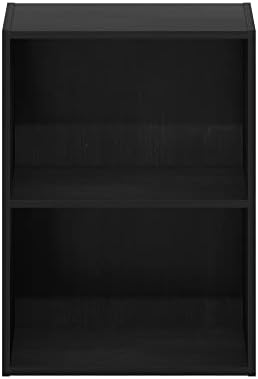 Furinno LUDER 2-Tier Book Shelf, Open Shelves Bookshelf, Blackwood