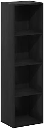 Furinno PASIR Book Shelf, 4-Tier Bookcase, Modern Standing Bookshelf, Open Storage Shelf, 9 x 12 x 42 Inches, for Home O