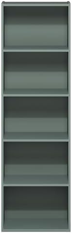 Furinno LUDER Book Shelf, 5-Tier Bookshelf, Bookcase with Open Shelves, 9.4 x 15.8 x 52, Easy Assembly, for Living Room,