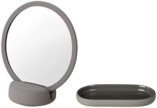 blomus SONO Modern Bathroom Countertop Oval Tray Organizer - Ceramic Soft Touch - Satellite (Taupe)