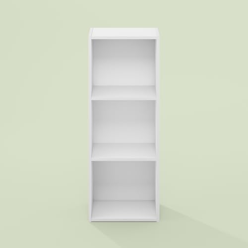 Hagen 3-Tier Toolless Assembly Open Shelf Bookcase, Bookshelf, for Living Room and Home Office, White