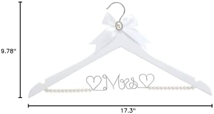 White Solid Wood Bridal Dress Hanger with Lady Wire Lettering for Bridal Wedding Party Gift (Pearl Silver Thread and Whi