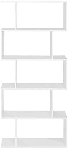 VASAGLE Wooden Bookcase, Display Shelf and Room Divider, Freestanding Decorative Storage Shelving, 5-Tier Bookshelf, Whi
