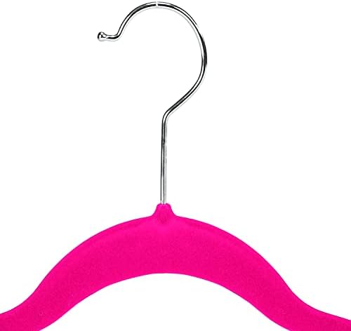 Simplify 6 Pack Slim Velvet Hangers with Skirt or Pant Clips, Space Saver, Prevent Garment Creases, Swivel Neck, Durable, Fuchsia