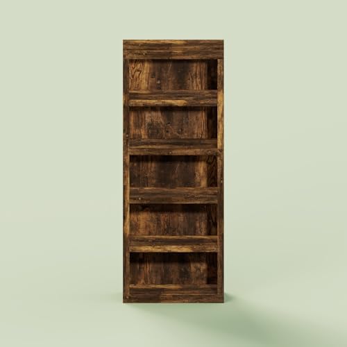 Hagen 5-Tier Bookcase, Bookshelf, for Living Room and Home Office, Rustic Brown