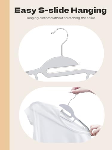 HOUSE DAY Slim Plastic Hangers with Non Slip Rubber Pads, 100 Pack, Grey