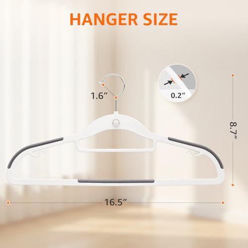Yolife Cascading Plastic Clothes Hangers 10 Pack with Inner Hook for Vertical Storage, Slim Space Saving Hangers with Non-Slip Pads, 360° Swivel Metal Hook, Versatile, White & Gray