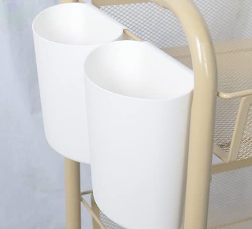 4 pcs White Small Hanging Cup Holders, Rolling Cart Accessories with Hooks | Storage Baskets,Plant Containers & Storage Buckets,Space Saver Pencil Holder Makeup Organizer for Office Kitchen Wall Decor
