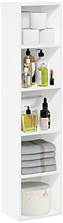 Furinno PASIR Book Shelf, 5-Tier Modern Bookshelf, Open Shelves Bookcase 9 x 12 x 52, Easy Assembly, for Living Room, Be