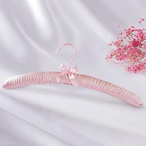 TOPIA HANGER Satin Padded Hangers for Women Clothing 17-inch 5 Pack Pink