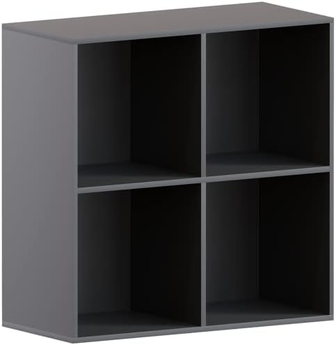 Vida Designs Durham Cube Bookcase Storage Organiser Living Room Bookcase Home Office Furniture (4 Cubes, Black)
