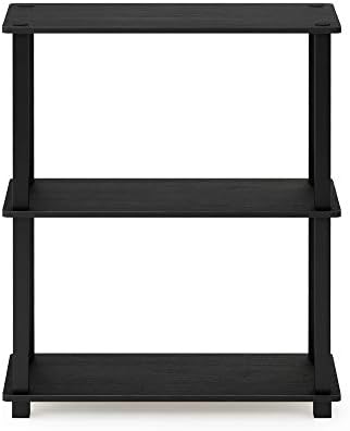 Furinno TURN-S-TUBE Storage Shelves Set of 2, 3-Tier Book Shelf, Corner Shelf, Toolless Open Shelves, Square Tubes, for