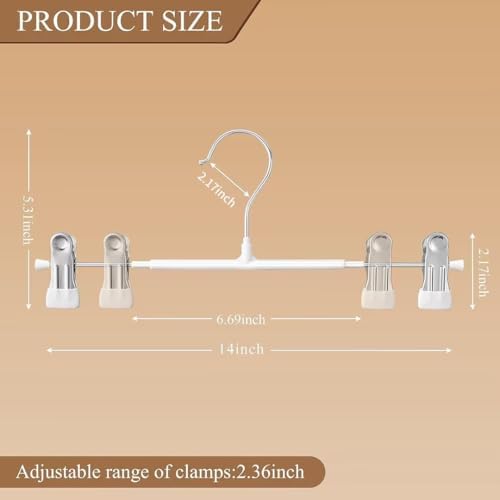 Pants Hangers with Clips Skirt Hangers 14 Inch 20 Pack, White