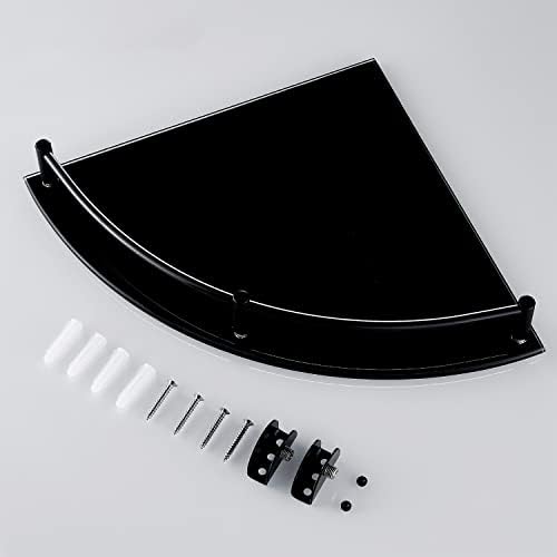 Glass Bathroom Shelf with Rustproof Rail, Black Corner Shower Shelf