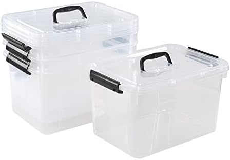 Esdiplot 10.5 L 4 Pack Clear Plastic Storage Box with Lid