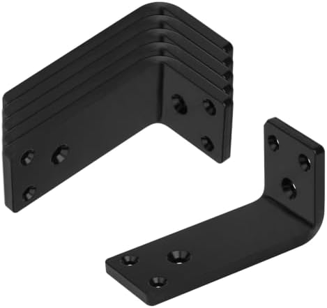 6 PCS 4" x 2" Heavy Duty Corner Brace Black Brackets, L 90 Degree Countertop Support Brackets, Steel Thickness 1/4", Max