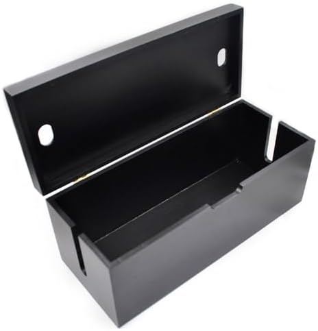 15 Inch Bamboo Large Cable Management Box, Black Cord Organizer