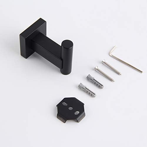 GERZWY Bathroom Matte Black Coat Hook SUS 304 Stainless Steel Single Towel/Robe Clothes Hook for Bath Kitchen Garage Heavy Duty Contemporary Hotel Style Wall Mounted 2 Pack DG1407-BK