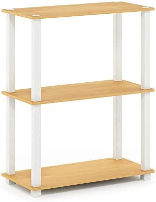 Furinno TURN-S-TUBE Storage Shelves, 3-Tier Book Shelf, Corner Shelf, Toolless Open Shelves, for Organization and Storag