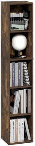 10-in Width Storage Shelf Bookcase, 5-Tier Bookshelf, Narrow Book Shelf, 9.3 x 9.8 x 51.9, for Bedroom, Living Room, Hom