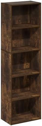 Furinno LUDER Book Shelf, 5-Tier Bookshelf, Bookcase with Open Shelves, 9.4 x 15.8 x 52, Easy Assembly, for Living Room,