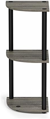 Furinno TURN-N-TUBE Corner Shelf, 3-Tier Corner Bookshelf, Display Storage Shelves with Open Shelves, for Organization a