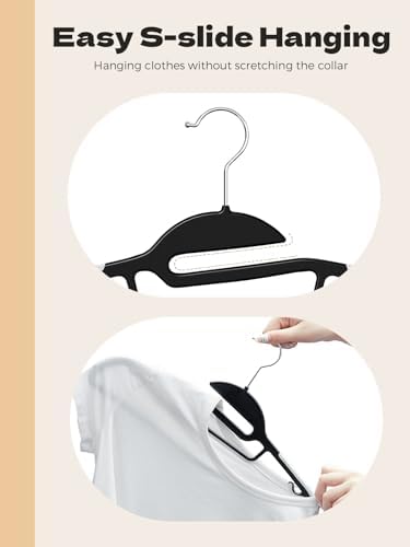 HOUSE DAY Slim Plastic Hangers with Non Slip Rubber Pads, 100 Pack, Black