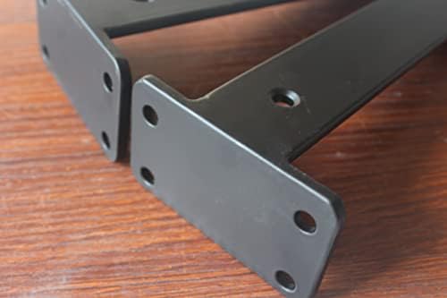 6 Pack - 9 inch Black Hidden L Shelf Bracket (1/5 Inch Thicked) Iron Floating Shelf Brackets Rustic Industrial Metal Bra