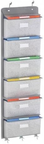 Over The Door File Organizer - 6 Extra Large Pockets Hanging Wall Mounted Storage Files Holder Pocket Chart for Magazine, Notebooks, Planners, Mails etc. Office Home Supplies