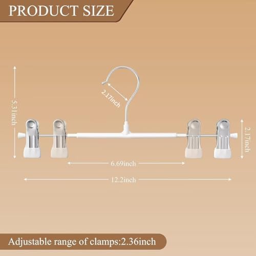 Pants Hangers with Clips Skirt Hangers 12 Inch 10 Pack, White