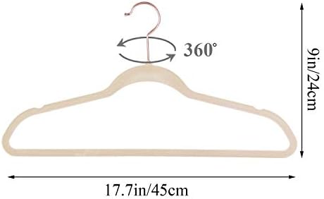 VECELO Premium Velvet Suit Hangers Heavy Duty (50 Pack) - Non Slip & Space-Saving Clothes Hangers with 6 Finger Clips and Tie Rack Excellent for Men and Women (Beige)