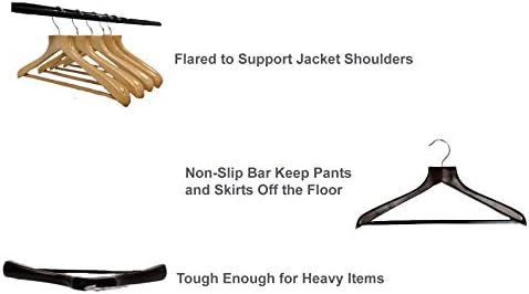 Natural Finish Deluxe Suit Hanger with Bar (Set of 5)