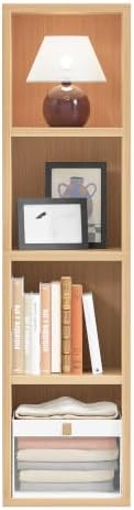 ALISENED 45.6" Tall Narrow Bookshelf,4 Shelf Wooden Corner Bookcase,Modern Skinny Cubes Storage Organizer Display Shelvi