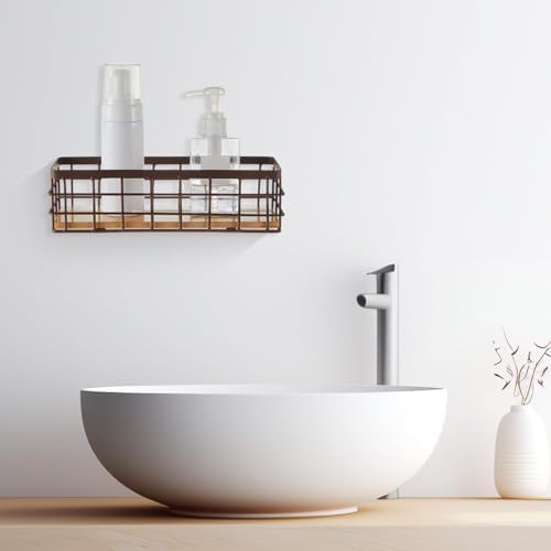 Funrous 2 Pcs Metal Small Wire Basket Wall Hanging Wire Basket Hang Small Bathroom Kitchen Storage Organizer Toilet Pape