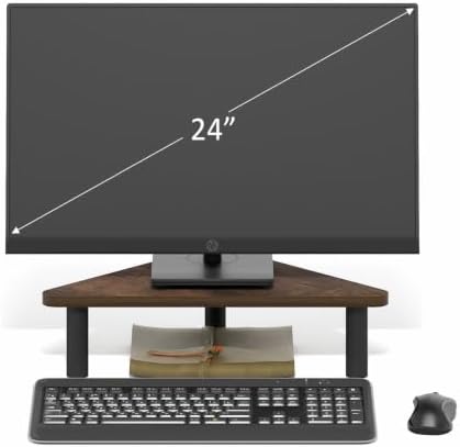 Furinno Turn-N-Tube Monitor Stand Riser, 19.6" Wide Triangle Corner Monitor Riser, Laptop Stand for Desk, Office Desk Ac