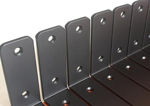 24 Pack - L 5" x H 4" x W1.5, 5mm Thick Black L Shelf Bracket, Iron Shelf Brackets, Metal Shelf Brackets, Floating Shelf
