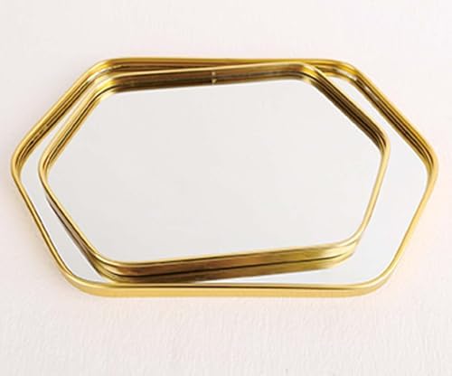 Perfum Trays,Gold Mirror Tray,Vanity Decorative Tray,Non Slip Hexagonal Perfume Organizer for Jewelry,Bathroom,Coffee Ta