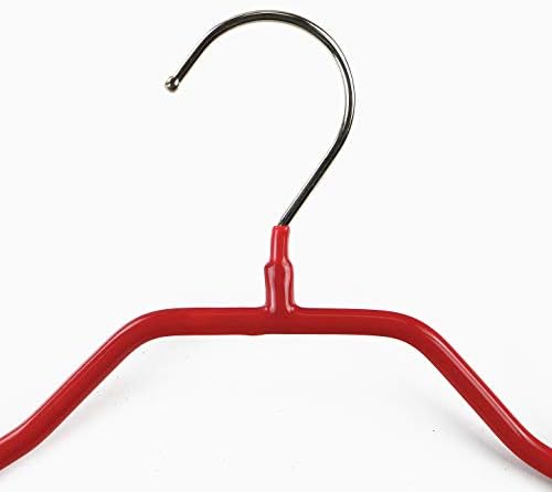 Mawa by Reston Lloyd BodyForm Series Non-Slip Space-Saving Clothes Hanger with Bar for Pants, 16 1/2", Style 42/LS, Set of 2, Red