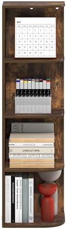 Furinno PASIR Book Shelf, 4-Tier Corner Bookshelf with Open Shelf, Standing Bookcase, 9.3 x 12 x 41.4, for Organization